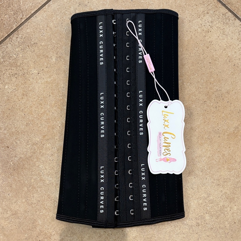 New Luxx Curves Black Waist Trainer, size medium, medium torso